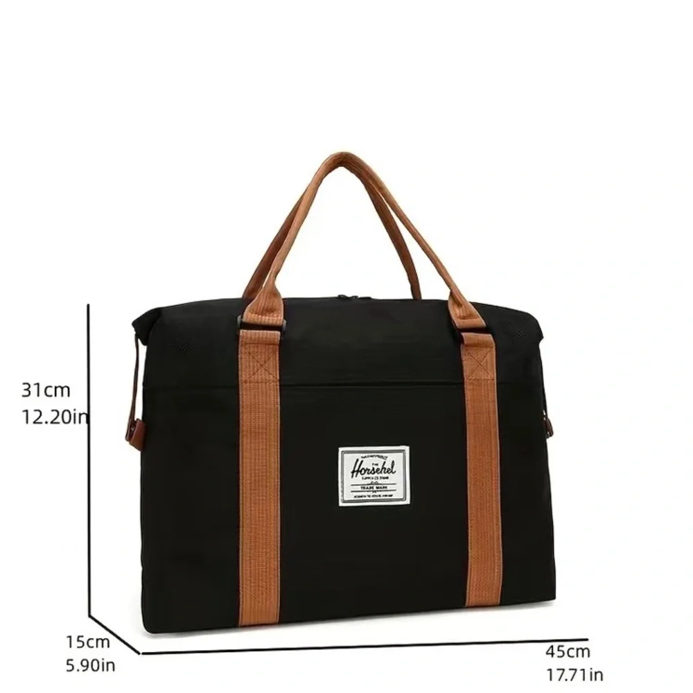 Navy Blue Duffel Bag Weekend Overnight Briefcase Laptop Bag Brown Handles NEW